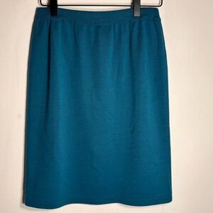 Liz Claiborne Petite Teal Knit Skirt Wool Blend Size PS